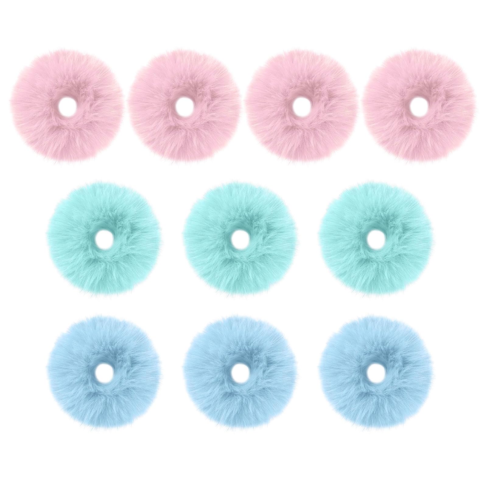 10 Stück Plüsch-Scrunchies Haargummis – Flauschige Kunstfell-Bündchen Für Frauen & Mädchen, Schwarz
