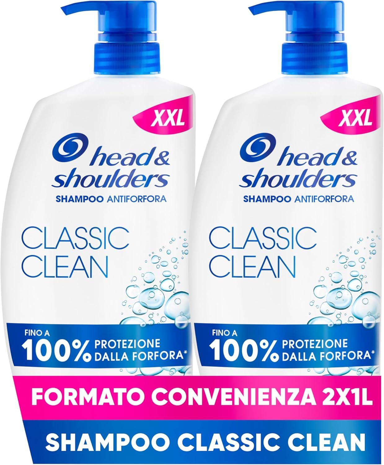 Head & Shoulders Shampoo Antiforfora Classic Clean,Per Capelli Grassi,Fino Al 100% Protezione Dalla Forfora Per Cute E Capelli, Clinicamente Provato,Dermatologicamente Testato,Formato Maxi