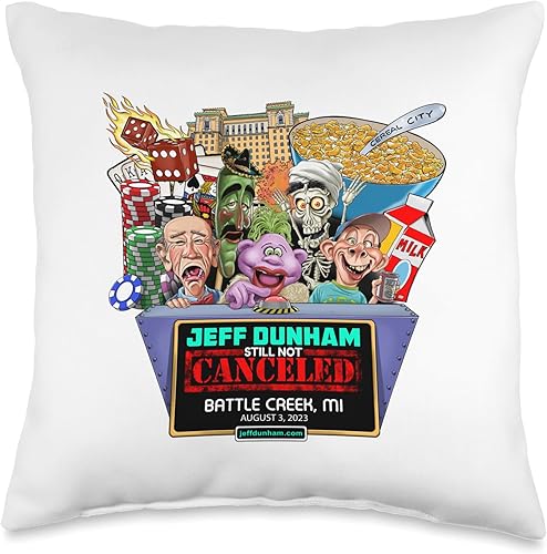 JEFF DUNHAM Battle Creek, MI (2023) - Almohada de 16 x 16 pulgadas, multicolor