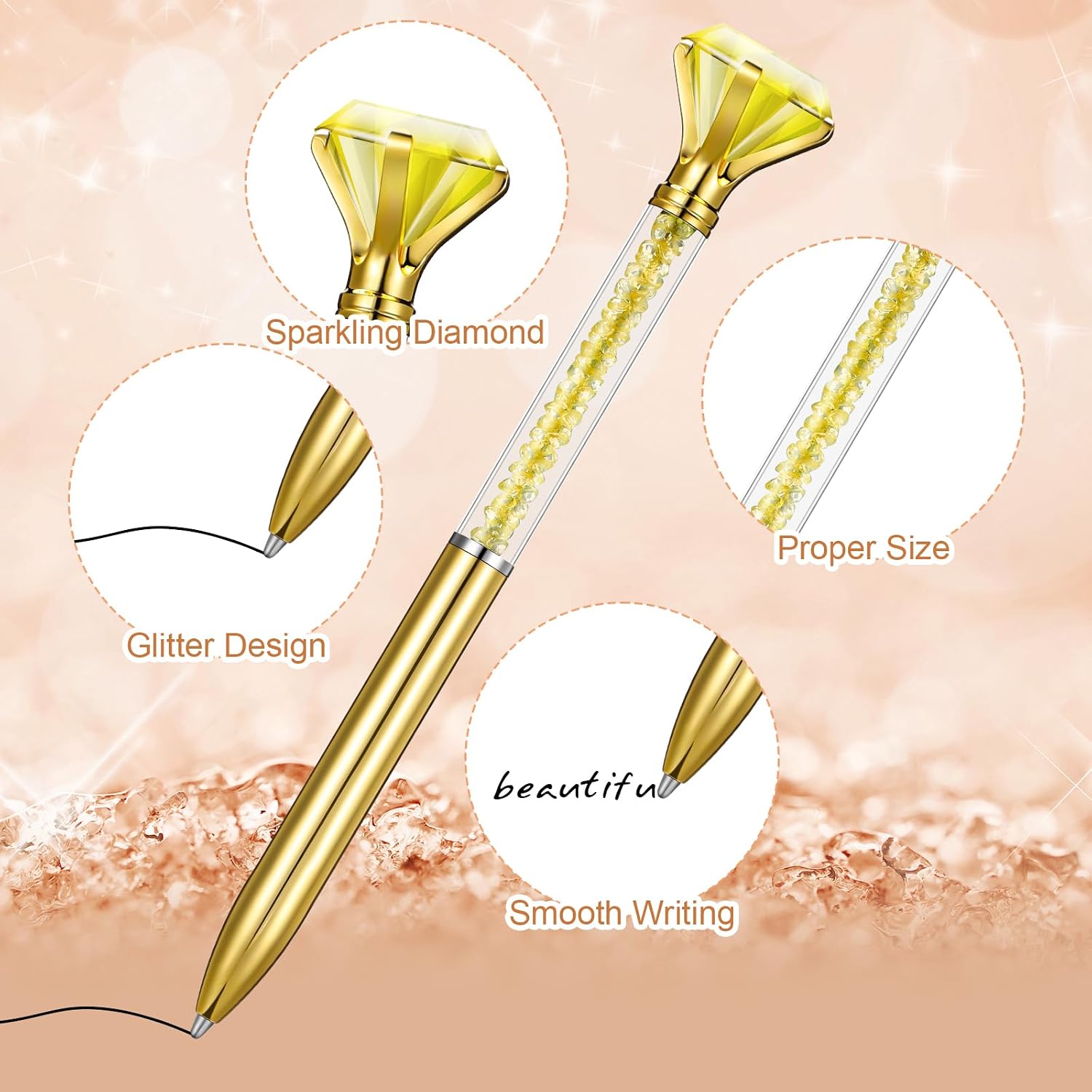 50 Pcs Diamond Pens Bulk Bridal Shower Pens Bling Crystal Metal Ballpoint Black Ink Pens, Pens with Diamonds on Top Beautiful Wedding Pens for Bridal Shower Game Birthday Party Favors Office