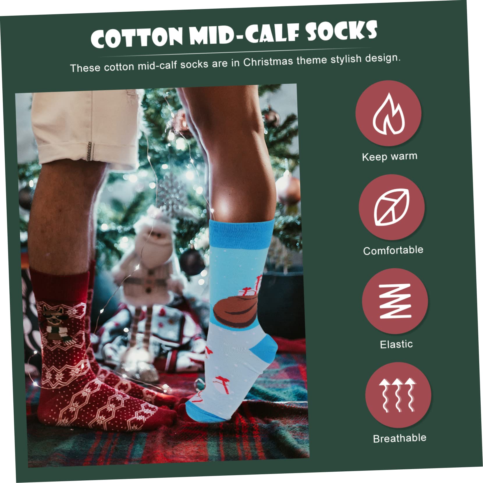 Cabilock 5 Pares calcetines navideños calcetines termicos calcetines térmicos medias de algodón calcetines para mujer invierno calcetines de los hombres calcetines mujer calcetín caliente