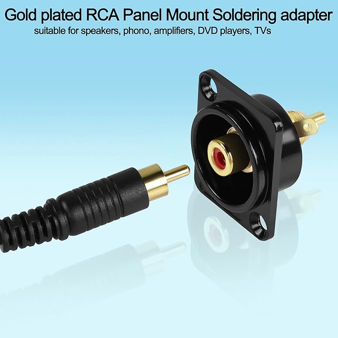 Adaptador RCA Dorado para Montaje en Panel Hembra a Soldadura miniatura 3