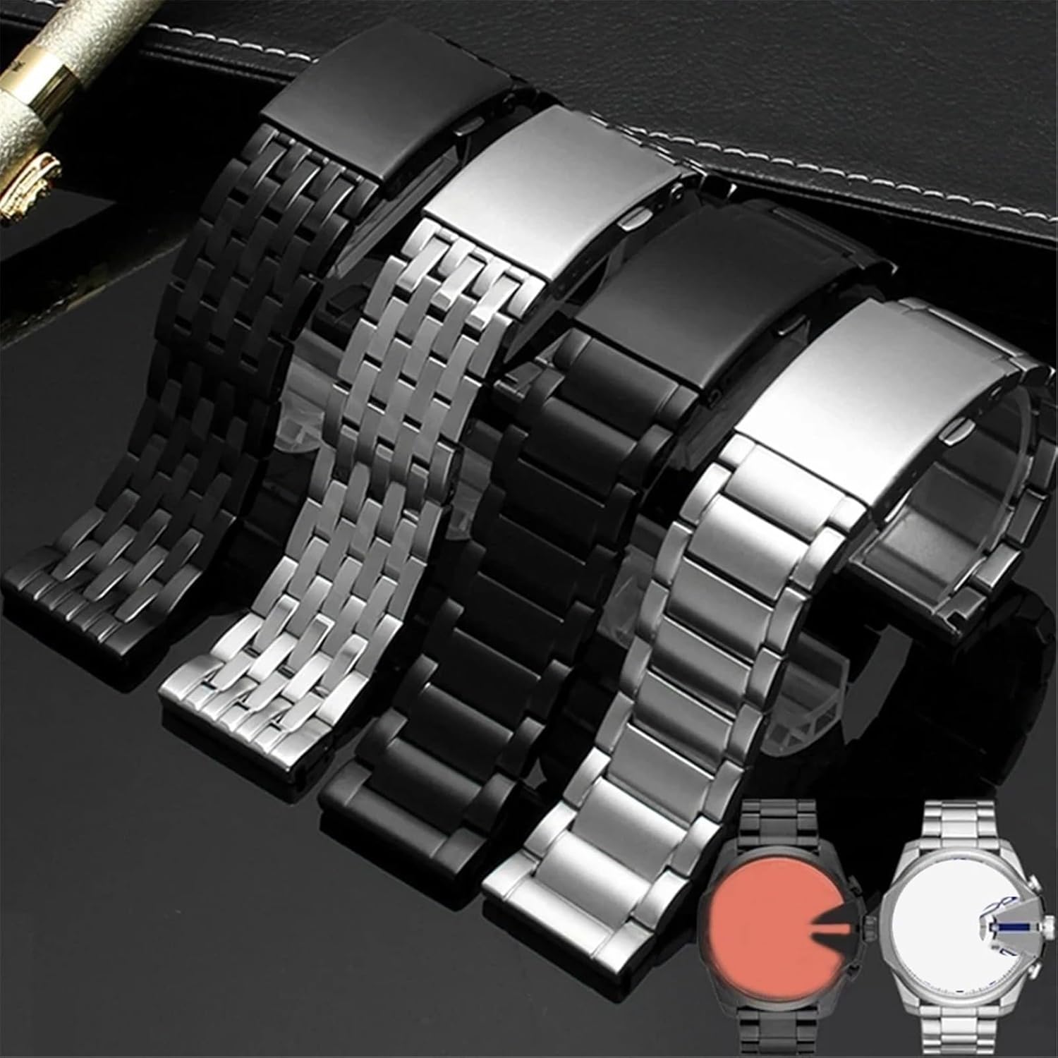 Stainless Steel Watch Band Metal Watch Band Suitable for Smart Watch Quartz Watch Men's Women's Metal Solid Replacement Watch Band(3101 Silver,30mm)