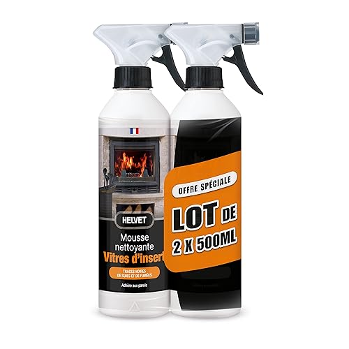Helvet' Lot de 2 Nettoyant Vitres d’Insert pour Poêles et