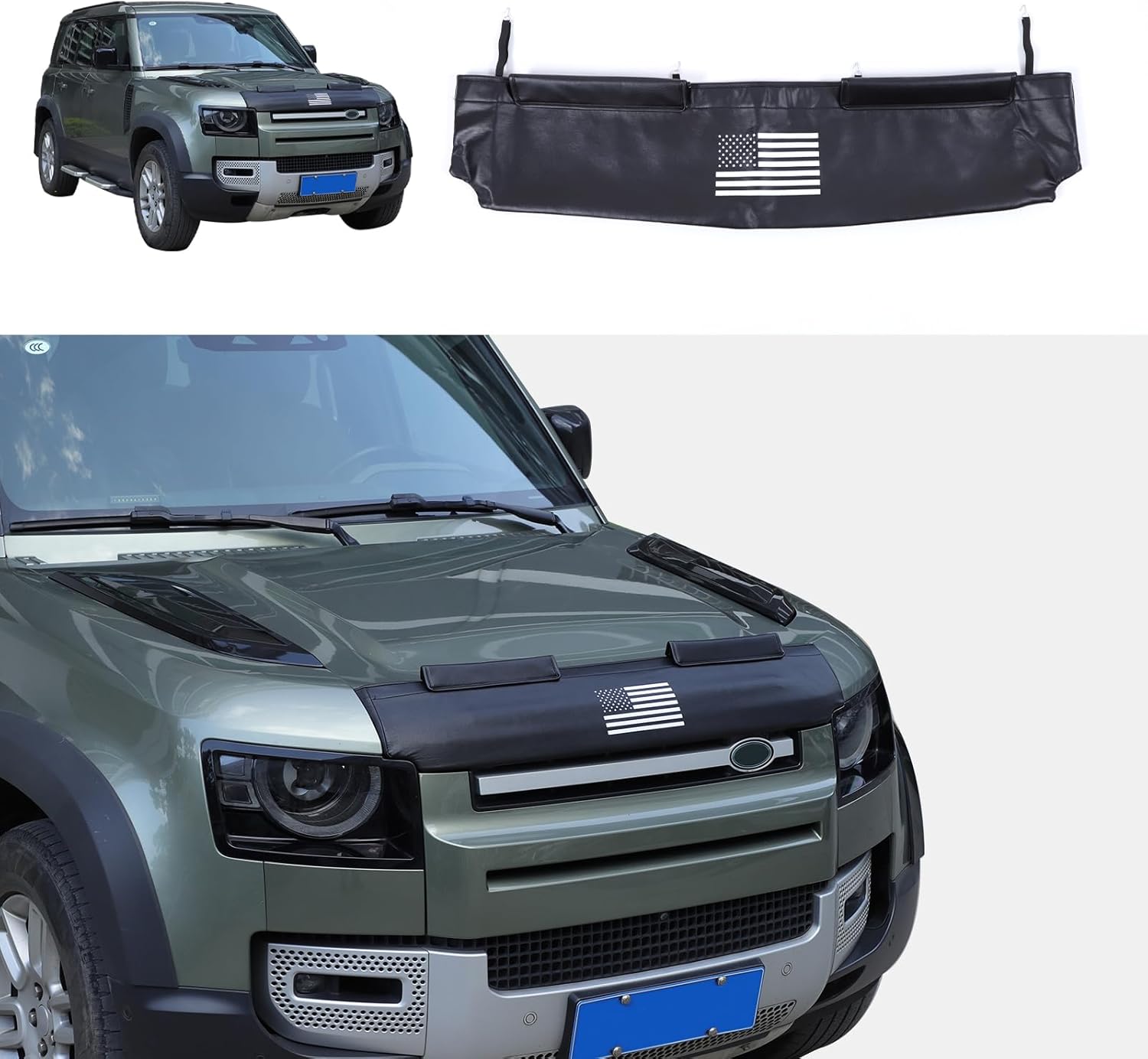 Hood Bra Front End Nose Mask Compatible with Land Rover Defender 110 2020-2024 Car Hood Protector,Auto Hood Bonnet Bra Exterior Accessories (Style B)