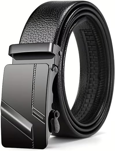 NAPA HIDE Men’s Auto Lock Vegan Leather Belt | Stylish Adjustable Buckle Belt for Formal &amp; Casual Wear I Fits upto 40 Inch...