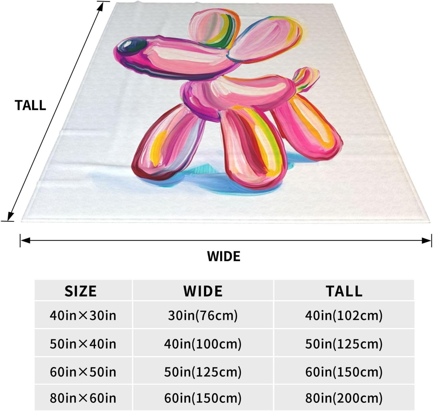 Pink Balloon Dog Blanket, Flannel Throw Blanket, Soft Warm Cozy Travel Blanket for Bed Couch Sofa Living Room Bedroom, Gift for Women Men Girls Boys All Season 80"x60"