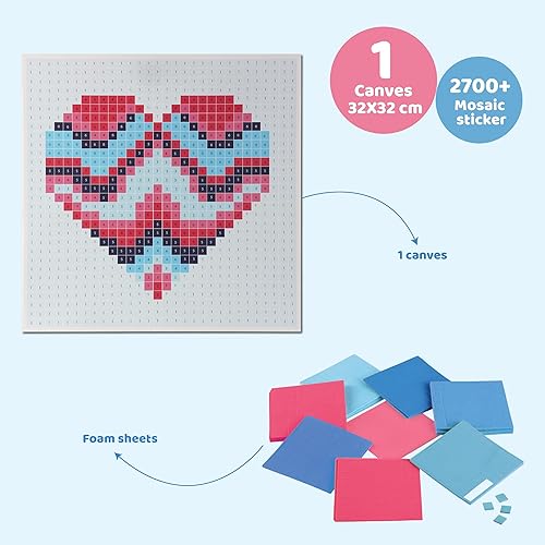 Miniatura 2 de STICK 'N' STACK Artes y manualidades de mosaico para niños y adultos con calcomanías de espuma 3D, diseño de corazón, kit de manualidades para niños