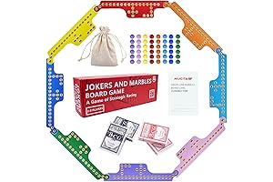 Jokers and Marbles Double-Sided Wooden Board and Card Game for 2-8 Players