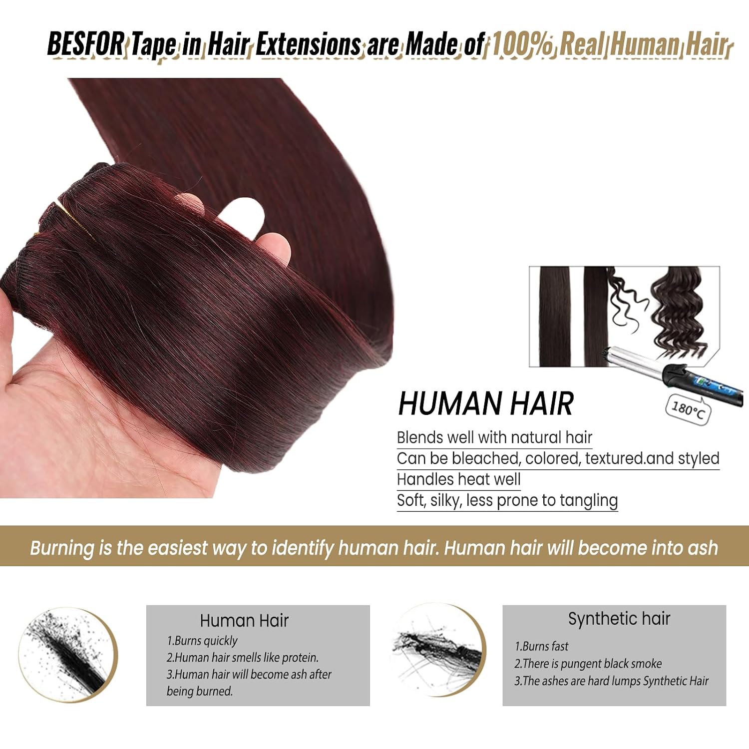 Wine Red Tape in Hair Extensions Human Hair Invisible Hair Extensions Tape in Burgundy Tape in Extensions Real Hair Seamless Tape in Human Hair Extensions 22 Inch #99J 20pcs 60g
