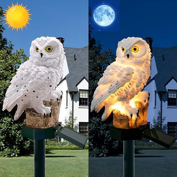FRCOLOR 2 Pcs Solar Owl Light, Owl Decor Solar Pathway Lights Outdoor