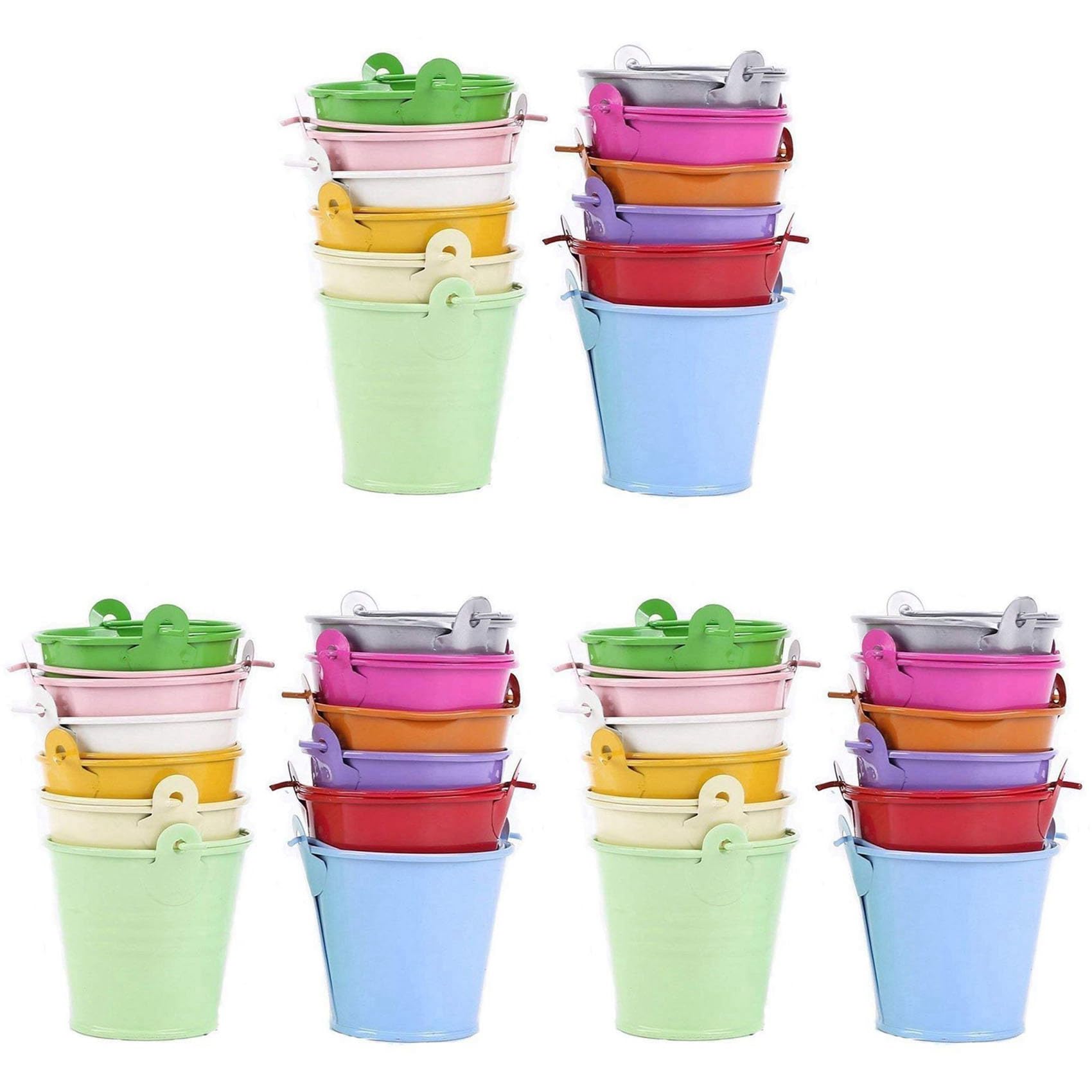 Hndhbfgrt 36pcs Planter for Flowers Mini Buckets Metal Table Decoration (Random Color)