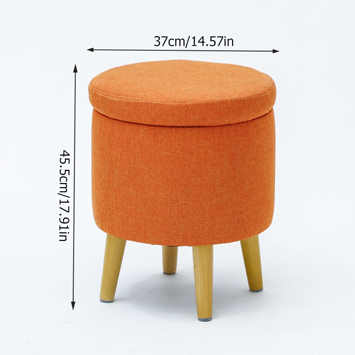Round Storage Ottoman Foot Stool, Vanity Stool Round Footstool with Soft Cushion for Living Room Couch Bedroom Entryway(B)