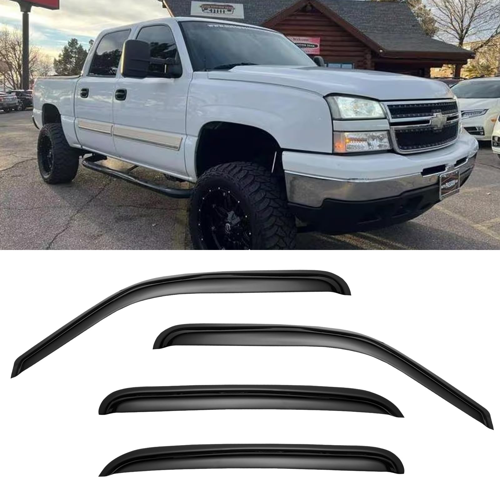 Window Rain Guards for 2001-2007 Chevy Silverado/Sierra,Window Visors Vent Shade Deflector for 2002-2006 Avalanche/Escalade/Suburban, 2001-2006 Yukon XL,for Crew Cab ONLY