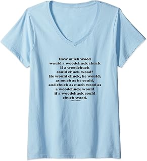 Womens How Much Wood Woodchuck Would Chuck Tongue Twister V-Neck T-Shirt