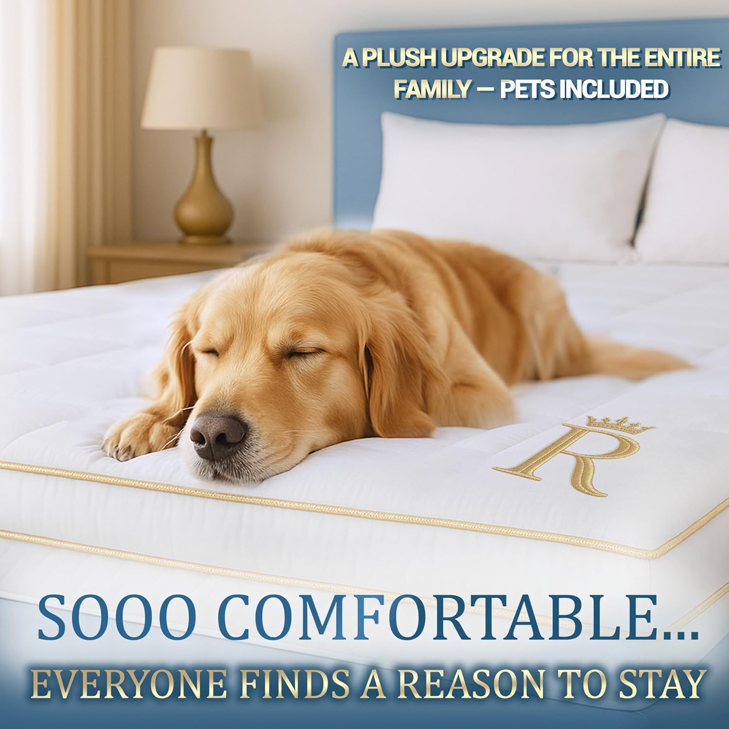 California King Size Mattress Topper - 8-23 Inches Deep Pocket, 400 TC Cotton Extra Thick, Soft Mattress Down Alternative Fill Cover Cooling Overfilled 1400GSM