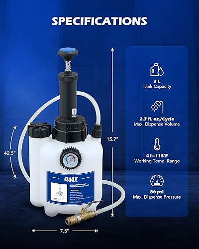 Miniatura 3 de Bomba de Líquido de Transmisión Orion Motor Tech, Bomba de Llenado de Transmisión de 3L con 12 Adaptadores de Aluminio ATF, Bomba Manual de