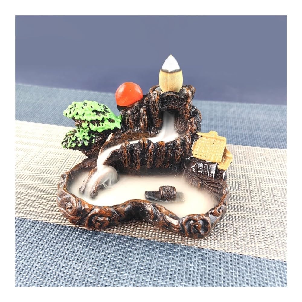 Incense Holder, Resin Waterfall Backflow Incense Burner and Aroma Diffuser for Home Decor
