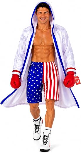 Fun Shack Men's Boxer Costume – Boxing Clothing with Bathrobe, Movie Costume for Carnival, Halloween and Party., L