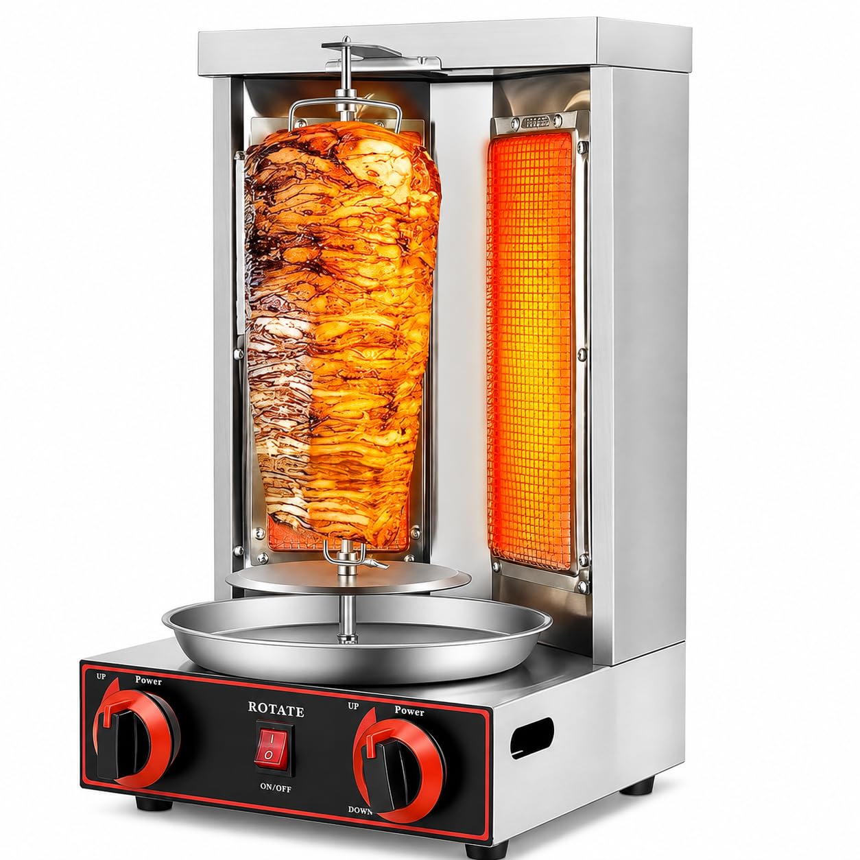 Maszyna do grillowania Shawarma – 2-palnikowa pionowa kuchenka rożnowa do doskonale ugotowanych mięs i warzyw, idealna do restauracji i gotowania w domu