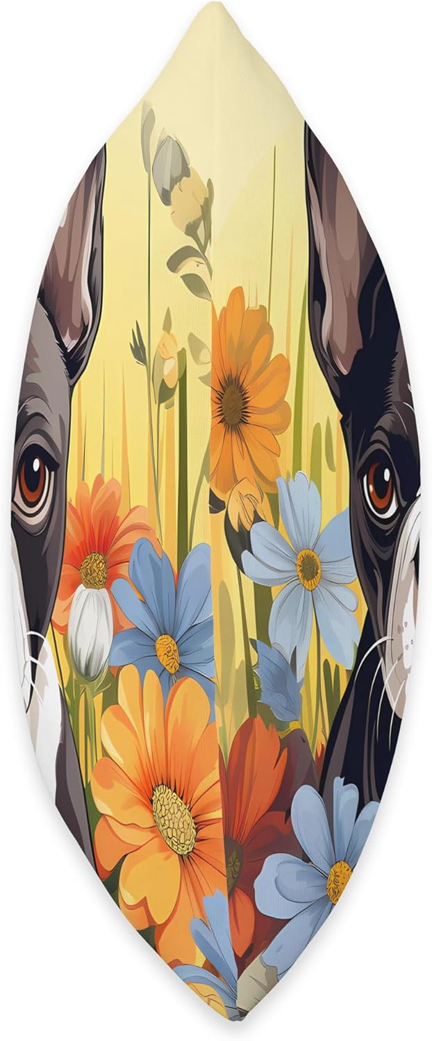 Cute Boston Terrier Spring Flower Garden Colorful Puppy Dog Throw Pillow