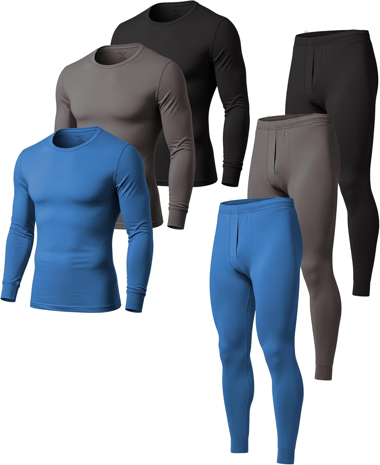 AMERICAN HEAVEN Men's Base Layer Thermal Underwear Set | 100% Cotton | Long Sleeve Top & Pant | Multi Packs