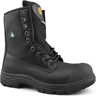 Men's Safety Boots Titanium Steel Toe CSA Approved Lightweight 8" Leather Work Boots 3088 (11 3E US, Black)