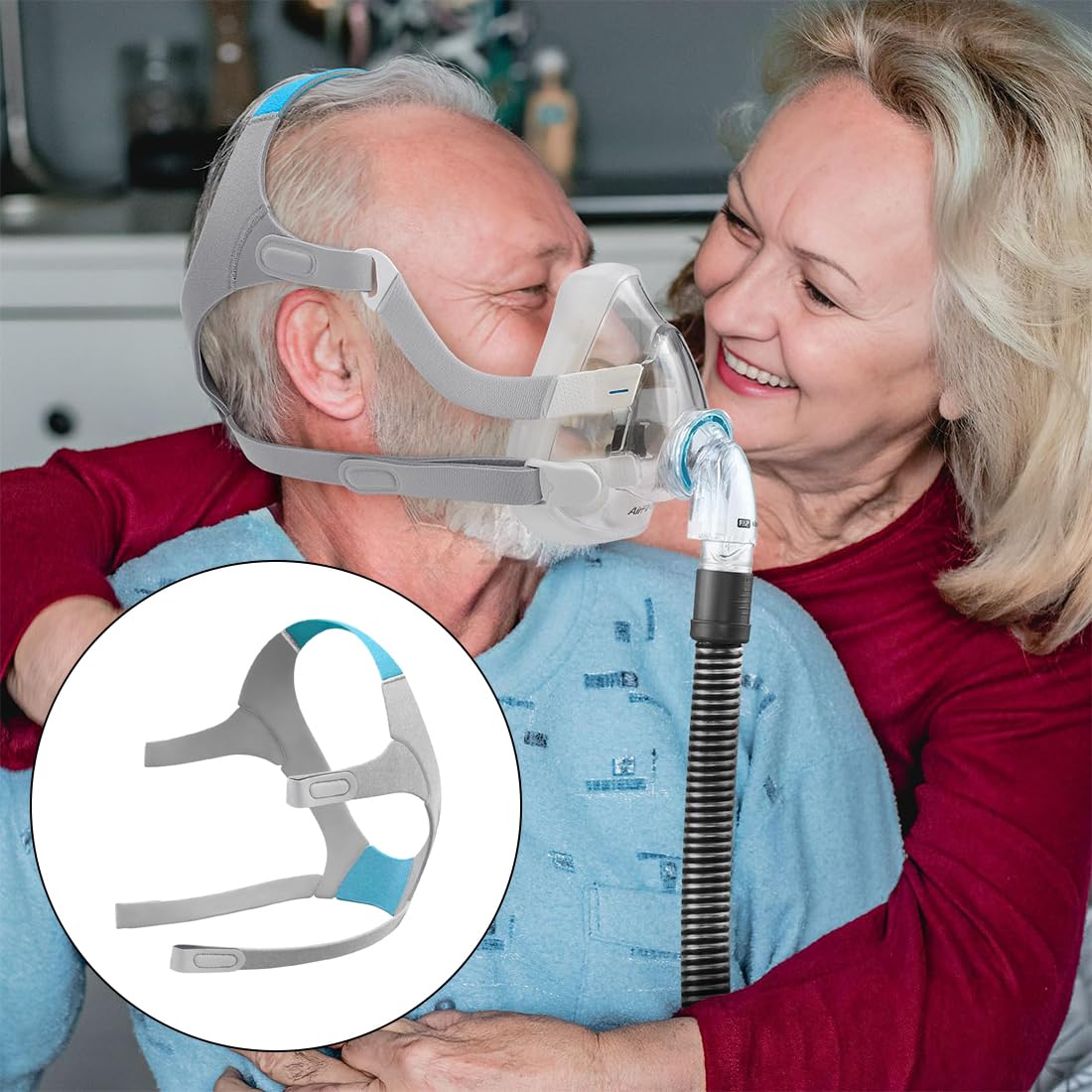 CPAP Kopfbedeckung Kopfbband mit Clips CPAP Maskenband für AirFit/AirTouch F20 (Maske nicht enthalten)