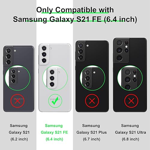 Miniatura 2 de Aitipy Funda para Samsung Galaxy S21 FE con 1 protector de pantalla, soporte de anillo de rotación de 360 integrado, borde chapado brillante de