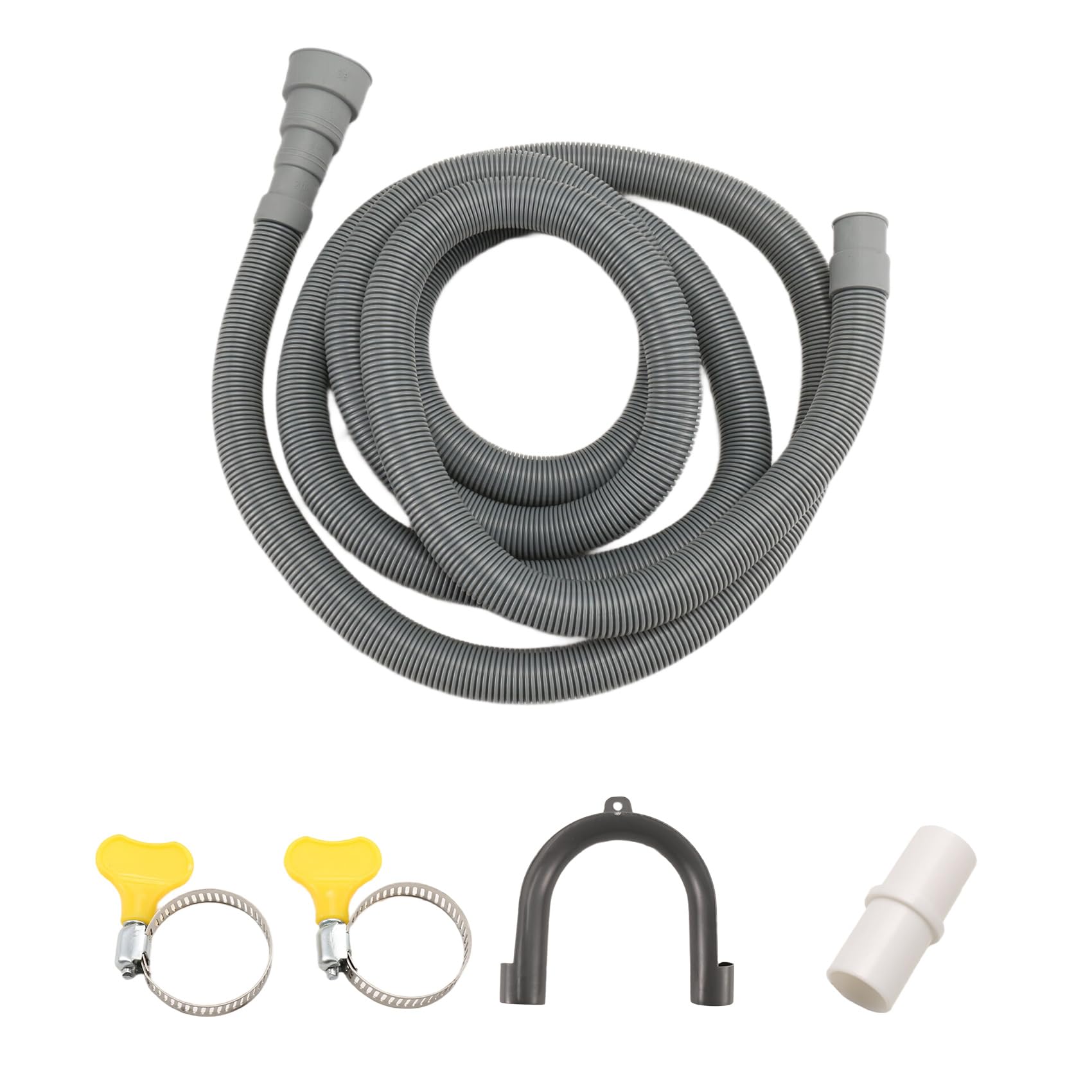 qimoi Drain Hose Extension Set Universal Washing Machine Hose 10Ft, Include Bracket Hose Connector and Hose Clamps Drain Hoses