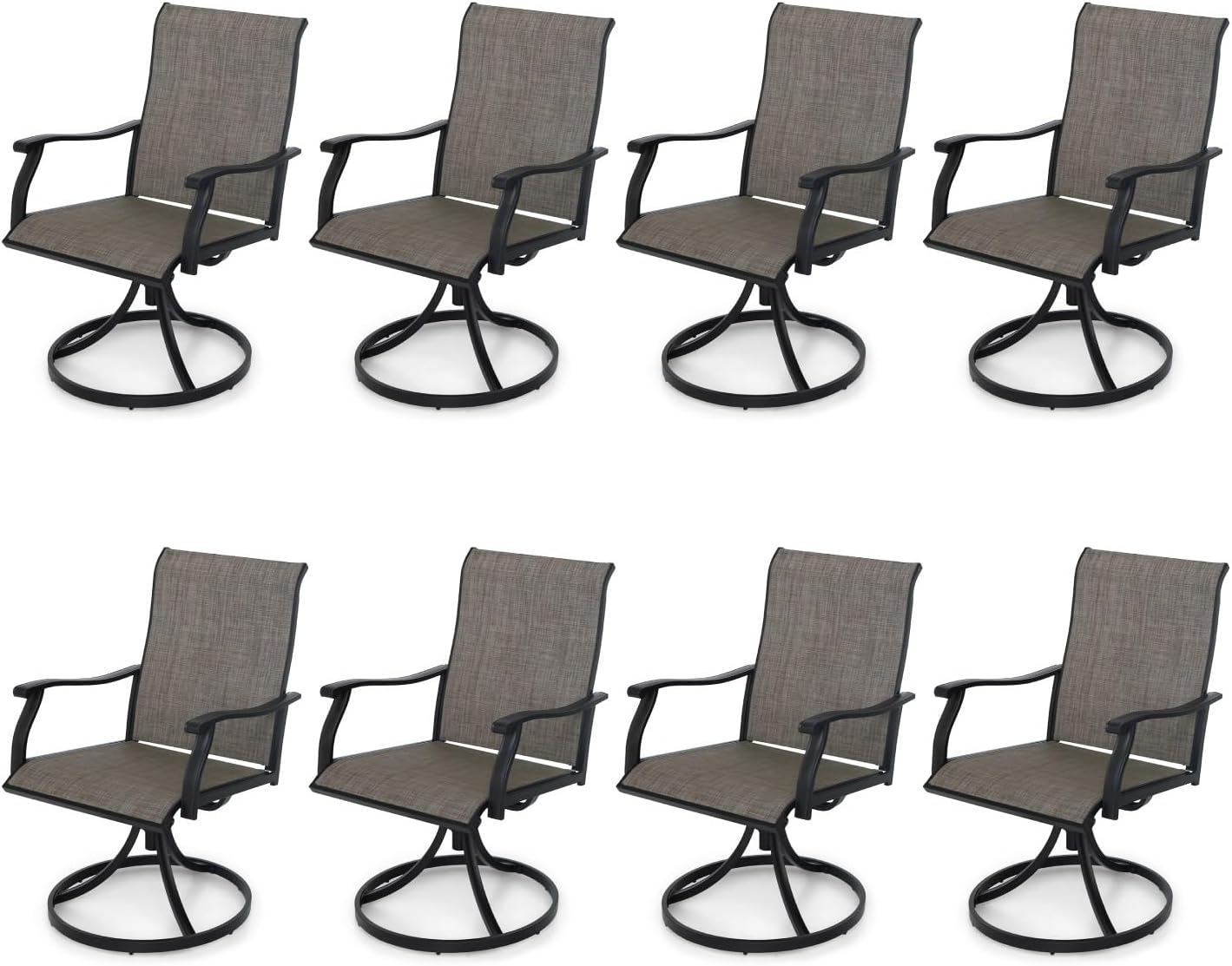 Anmutig Patio Swivel Dining Chairs Set of 8, Outdoor Metal Chair with Textilene Mesh