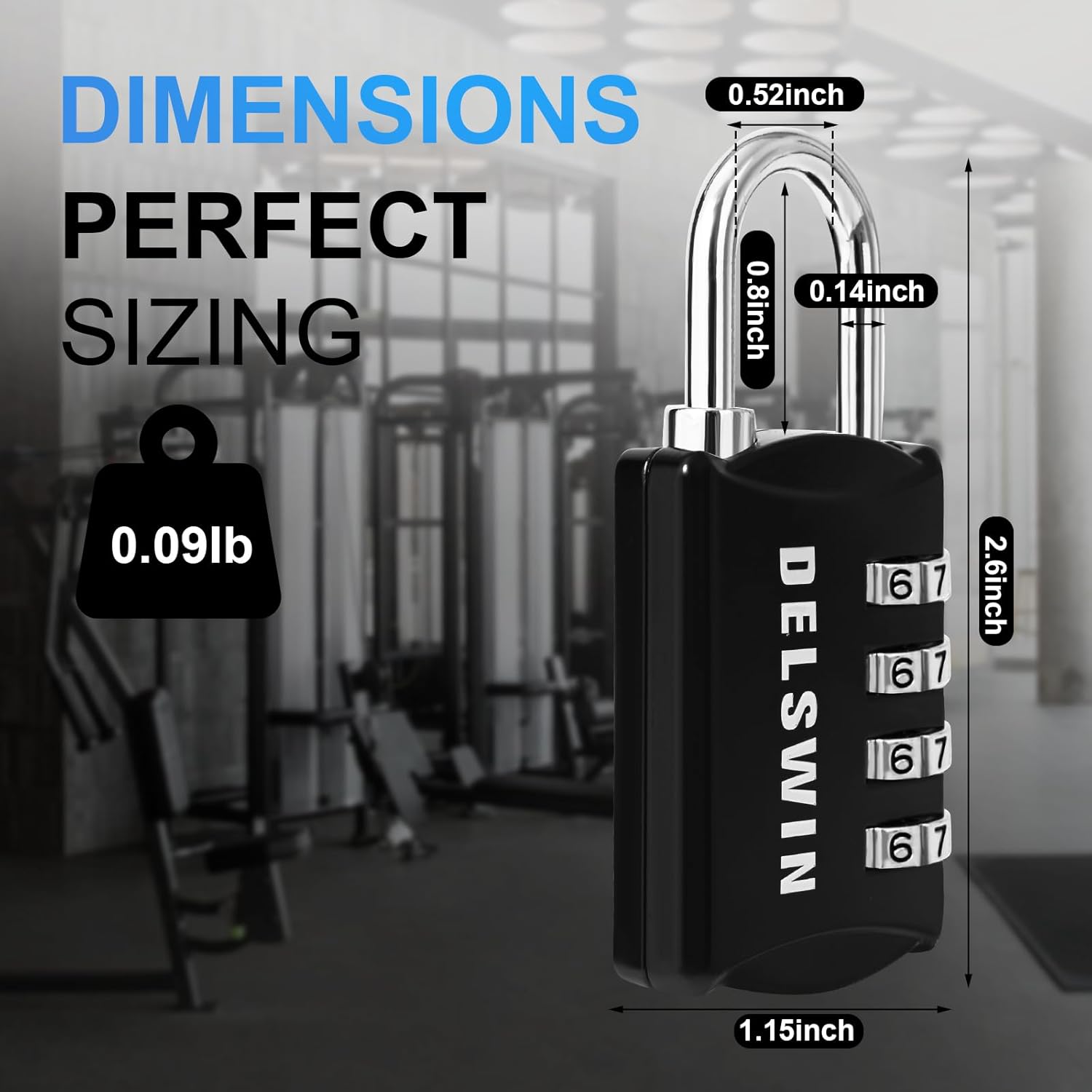 DELSWIN Combination-Padlock 4-Digit-Gym-Locker-Lock - 8 PCS Resettable Combo Lock for Toolbox School Employee Locker Weatherproof Travel Locks for Luggage Backpack Gate Shed