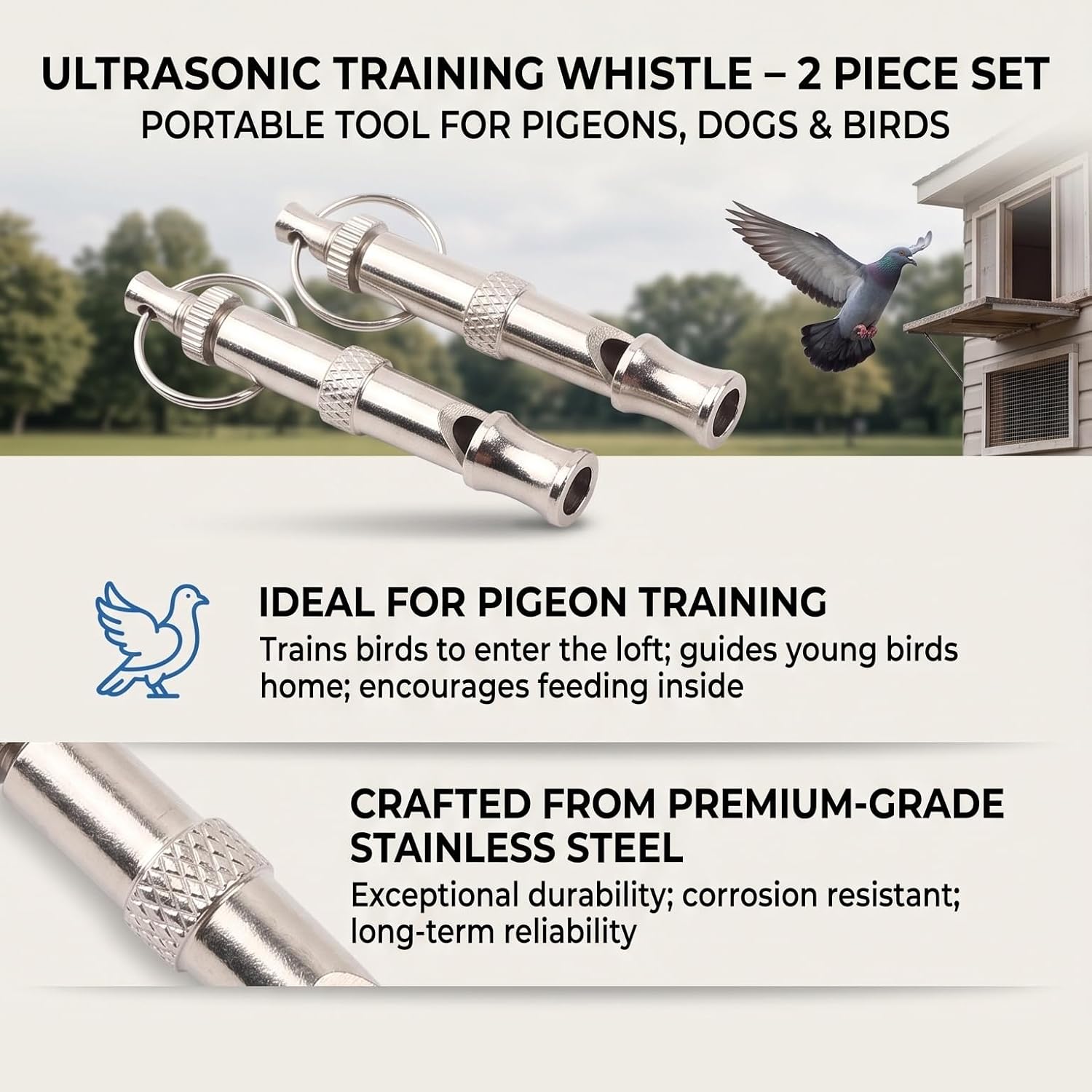 HEEPDD 2 Pack Dog Whistle to Stop Barking, Adjustable Ultrasonic Silent Training Whistle for Recall & Obedience, 304 Stainless Steel Professional Dog Whistle with Lanyard for All Breeds image 2