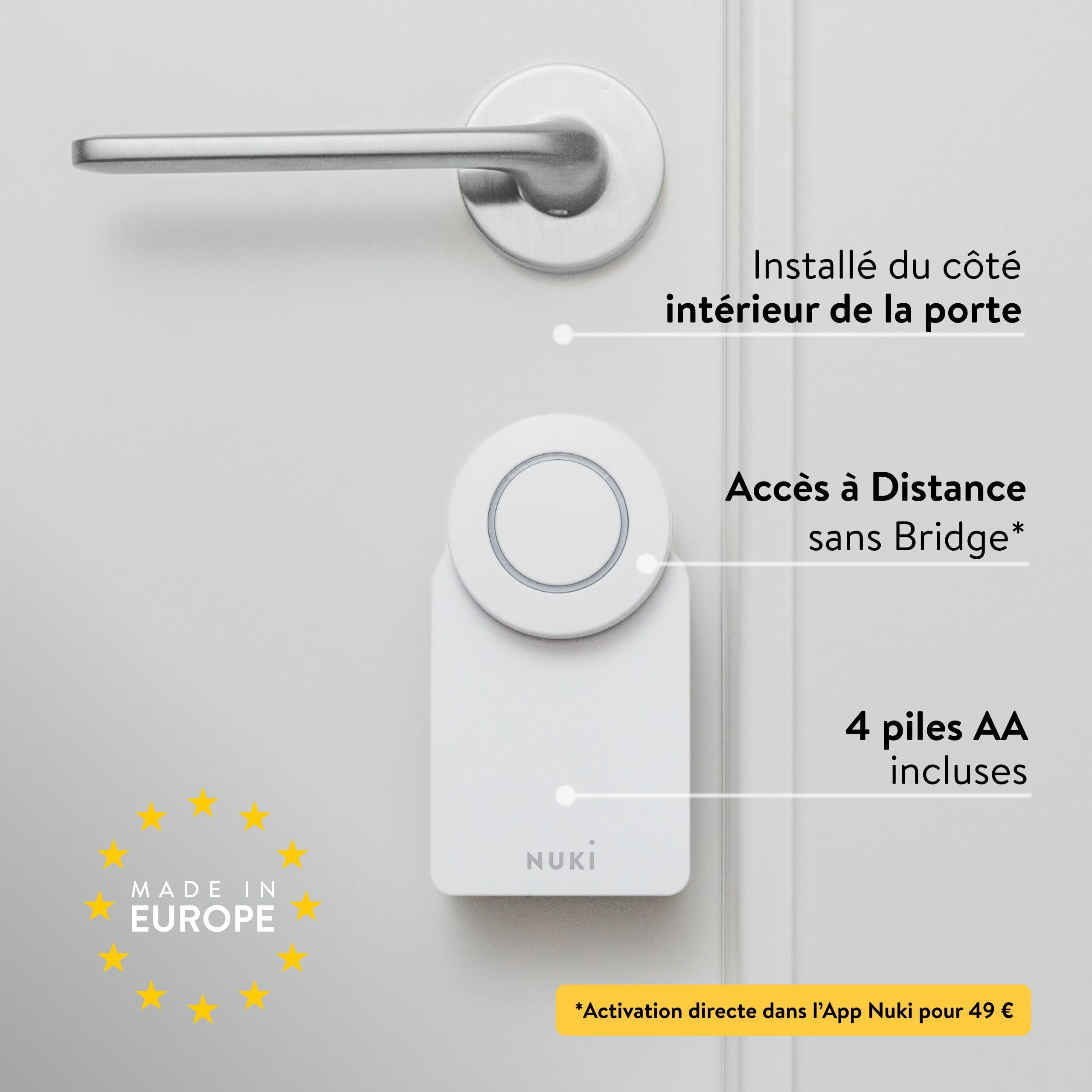 Nuki Smart Lock Go (2025) avec Bluetooth & Matter, serrure connectée transformant votre smartphone en clé, installation facile sans changer de cylindre – Smart Lock avec Keypad