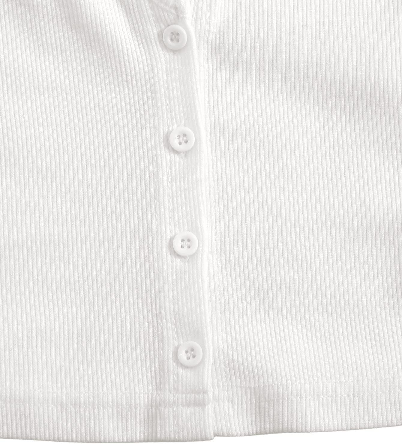 SweatyRocks Women's 3 Piece Button Ribbed Knit Crop Tank Top Scoop Neck Basic Cami Tops - Image 3