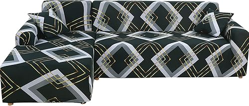 MIFXIN Fundas de sofá modulares en forma de L, 2 piezas, elásticas y elásticas, protector de muebles para sala de estar, mascotas, niños (verde