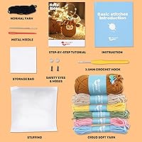 Vista 3 de Kit de ganchillo para principiantes: kit de ganchillo de vaca Highland, incluye hilo suave fácil de tejer, tutorial en video paso a paso, gancho