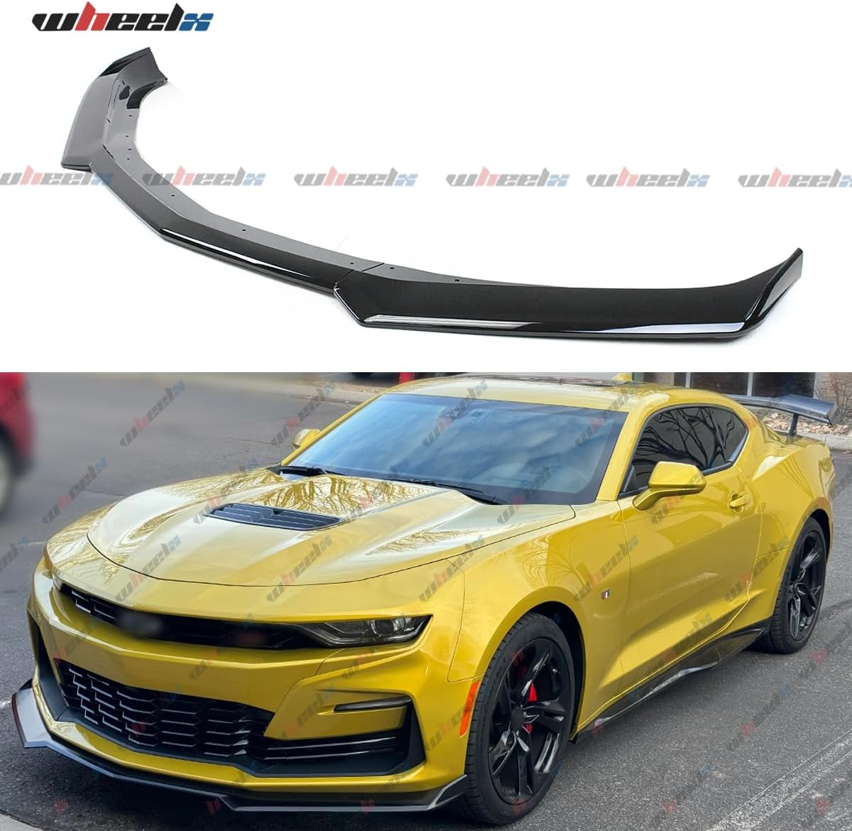 Front Lip Compatible with 2016-2024 Chevy Camaro LT LS RS SS, Air Dam Lower Chin Spoiler Splitter Fit for 16-24, Protection Body Kit (Glossy Black)