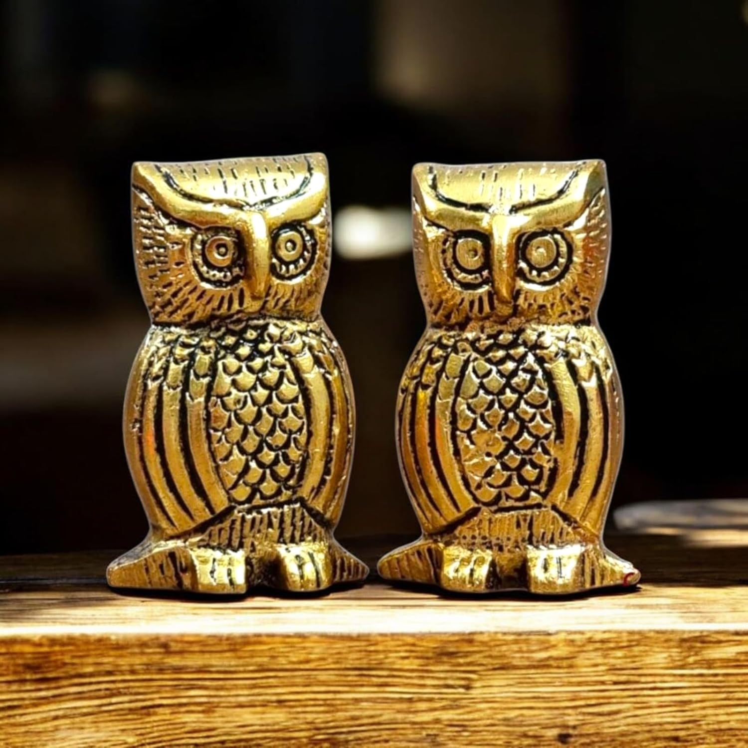SAUDEEP INDIA Oxidised Metal Owl Pair Showpiece with 24K Gold Plated Artificial Rose | Romantic Valentine Gift for Wife Girlfriend | Feng Shui Owl Decor for Home Anniversary Wedding Gift
