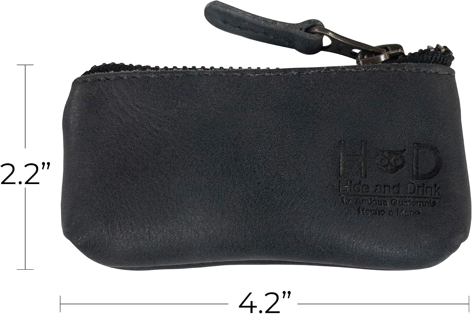 Hide & Drink, Leather Key Holder Pouch, Zippered Coin Bag, Money Purse, Earphone Holder, Charging Cable, Memory Cards Organizer, Vintage Style, Handmade
