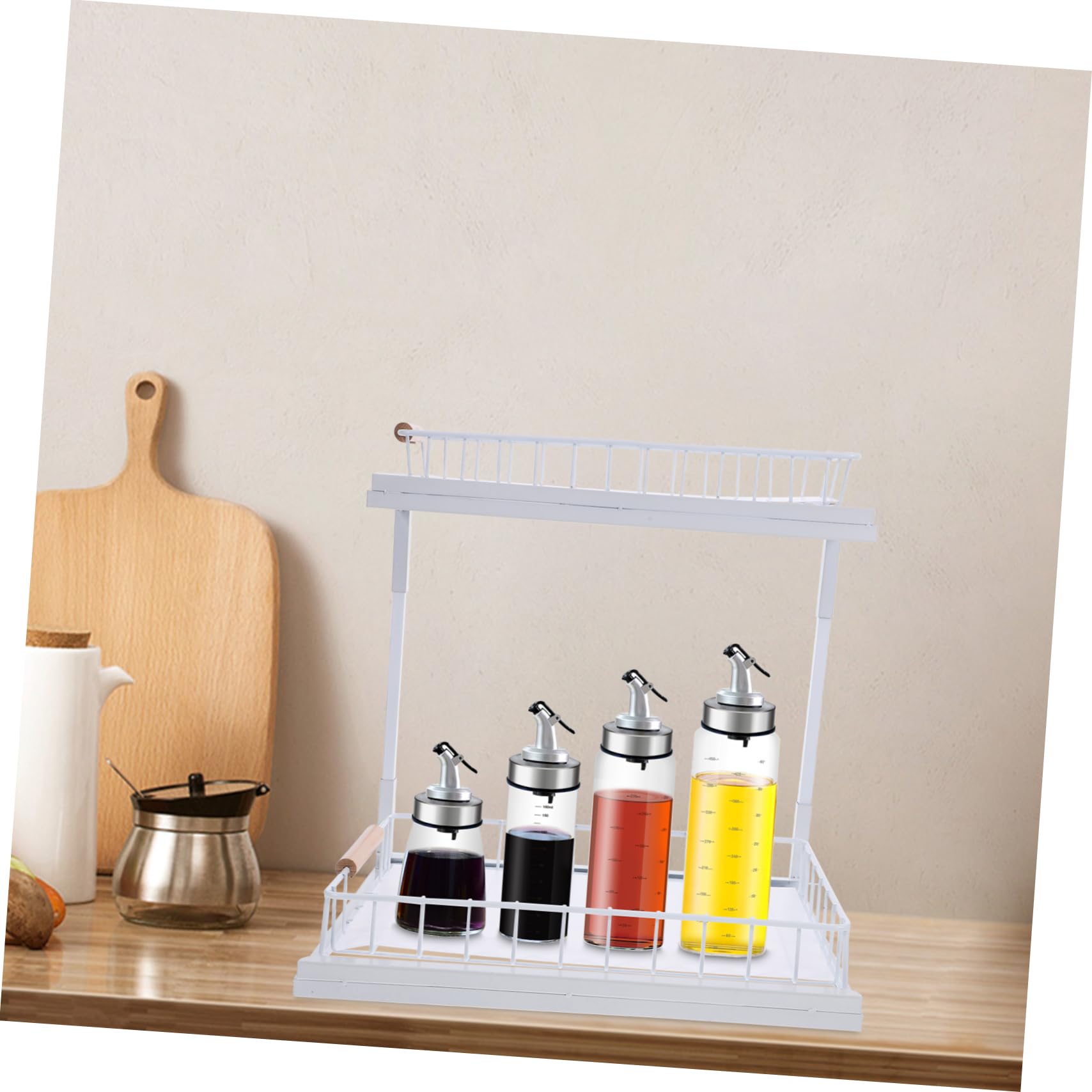 COLLBATH Organizer Capiente Sottolavello Cucina a 2 Livelli Estraibile e Scaffale Porta in Acciaio al Carbonio Bianco Pratico Spezie