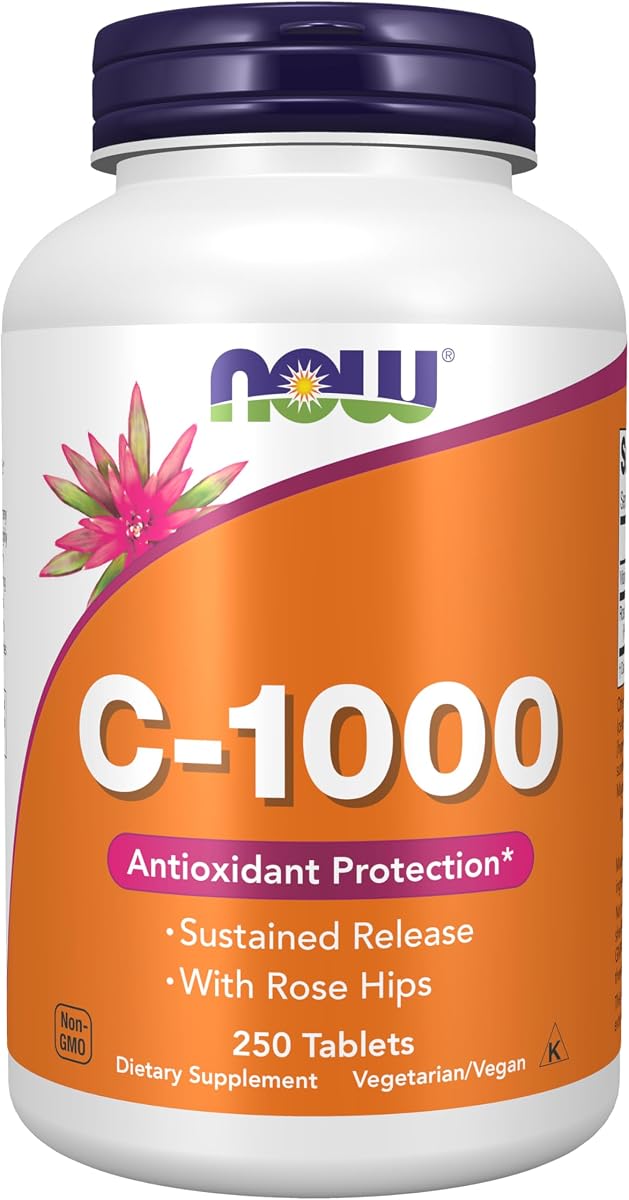 Suplementos de NOW Foods, vitamina C-1000 con escaramujo, liberación sostenida, protección antioxidante*, 250 tabletas