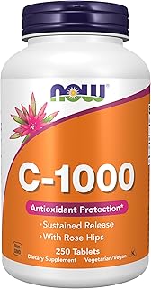 NOW Foods Supplements, Vitamin C-1,000 with Rose Hips, Sustained Release, Antioxidant Protection*, 250 Tablets