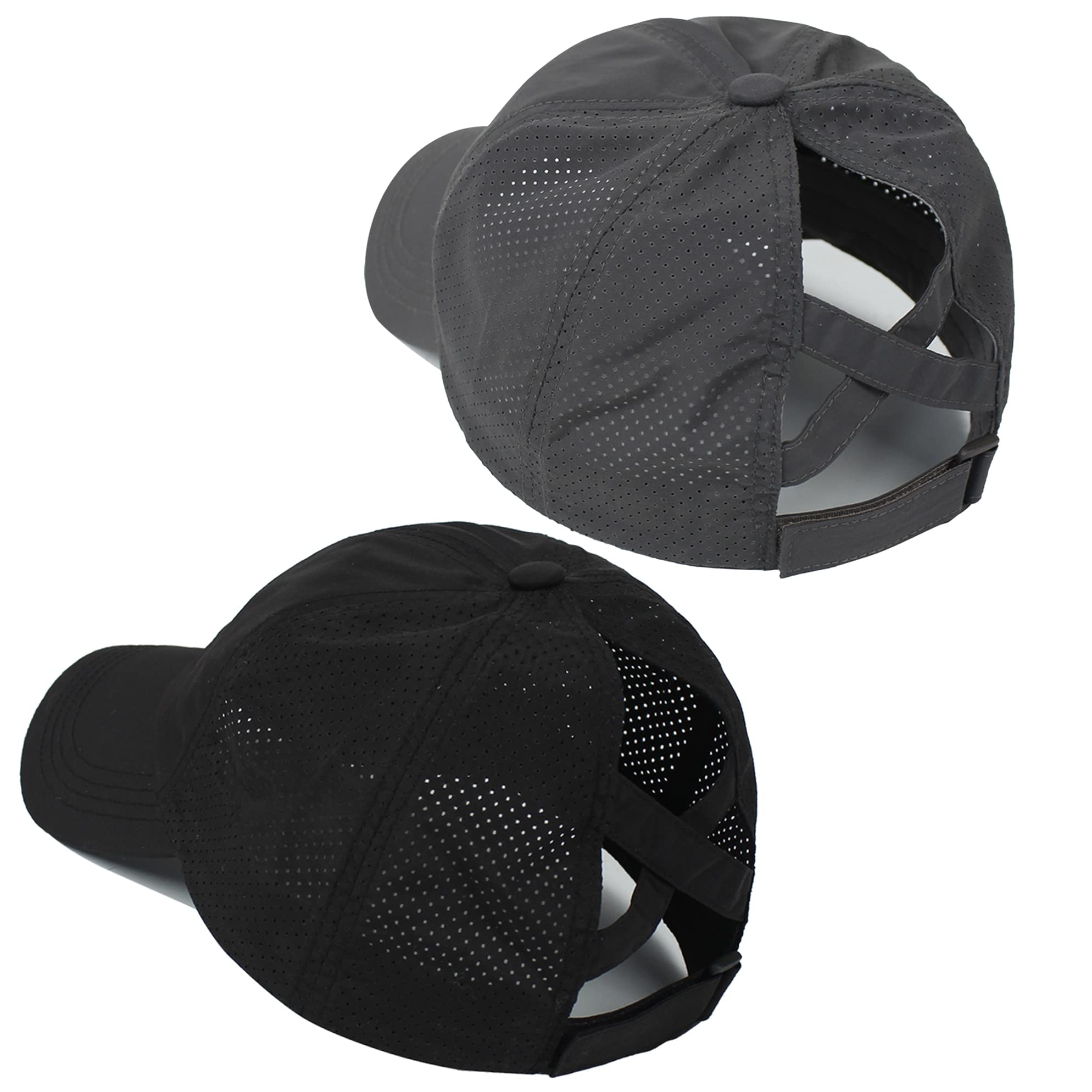 Muryobao 2 Packs Womens Criss Cross Ponytail Baseball Cap