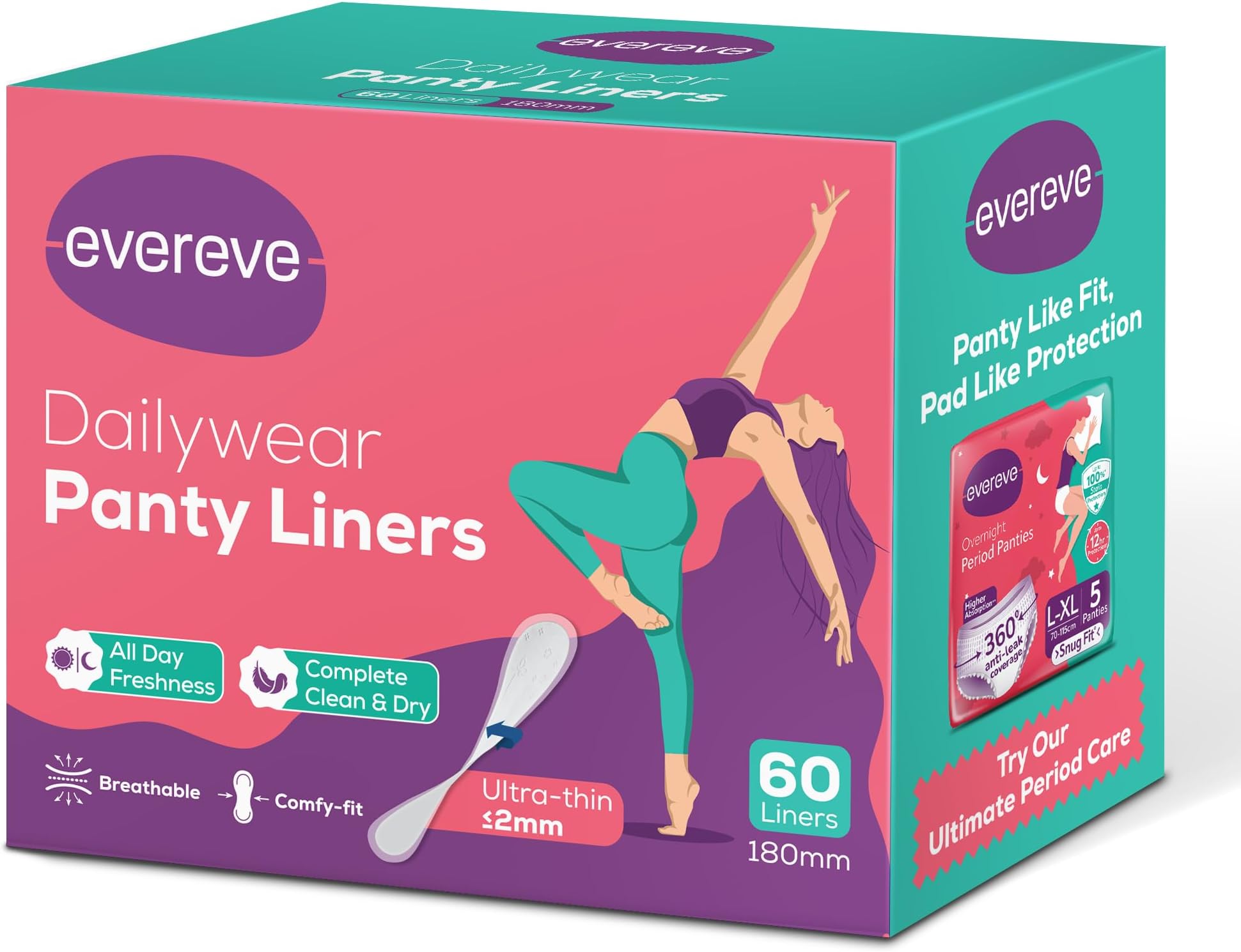 Dailywear Panty Liners for Women, 180mm, 60 Liners, Ultra-Soft, Breathable Fit & Rash-Free, Ideal for White Discharge, Spotting & Everyday Confidence, All Day Freshness for Non-Period Days