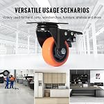 VEVOR Roues à roulettes, 3-inch Roulettes en plaques pivotantes, ensemble de 4, avec le bruit de verrouillage A/B de sécurité PVC Roues lourdes 250 lbs Capacité de charge par roulette, Roues non-marquage pour chariot