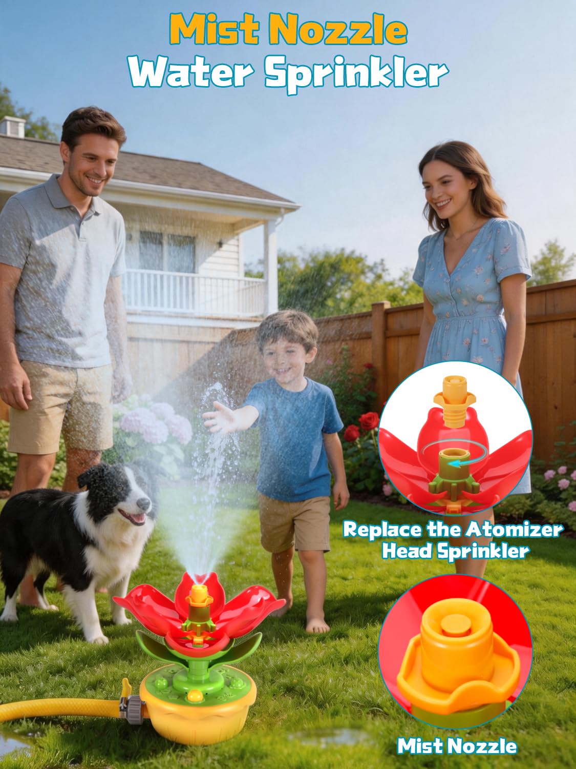 Kssvzz Wassersprinkler für Kinder, Outdoor Sommer Wasserspielzeug mit Wackelschläuchen, 3 Sprühmuster, lustiger Rasensprenger für Garten, Hof, Jungen Mädchen ab 3 4 5 6 7 8 9 Jahren
