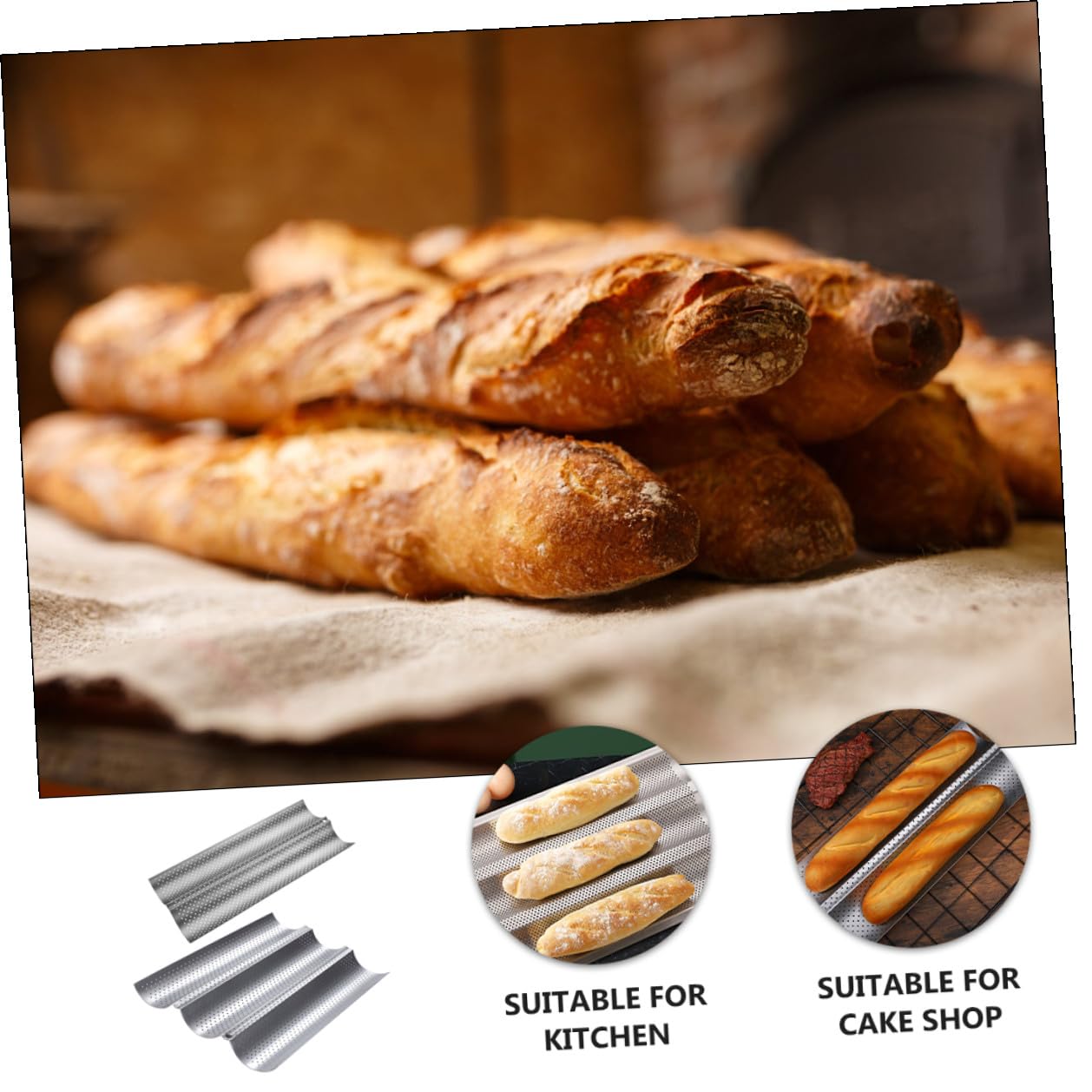 SEWACC Francés de Almacenar Piezas Molde 2 Pan Inoxidable de Acero para Antiadherente Superficie Fácil en y Adecuado para Cocina Casa y Pastelería