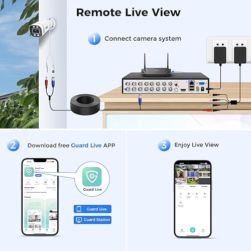 Miniatura 6 de Hiseeu Sistema de cámara de seguridad con cable 3K de 16 canales con doble luz inteligente, audio, detección de vehículopersona, 5MP 16CH DVR, 16