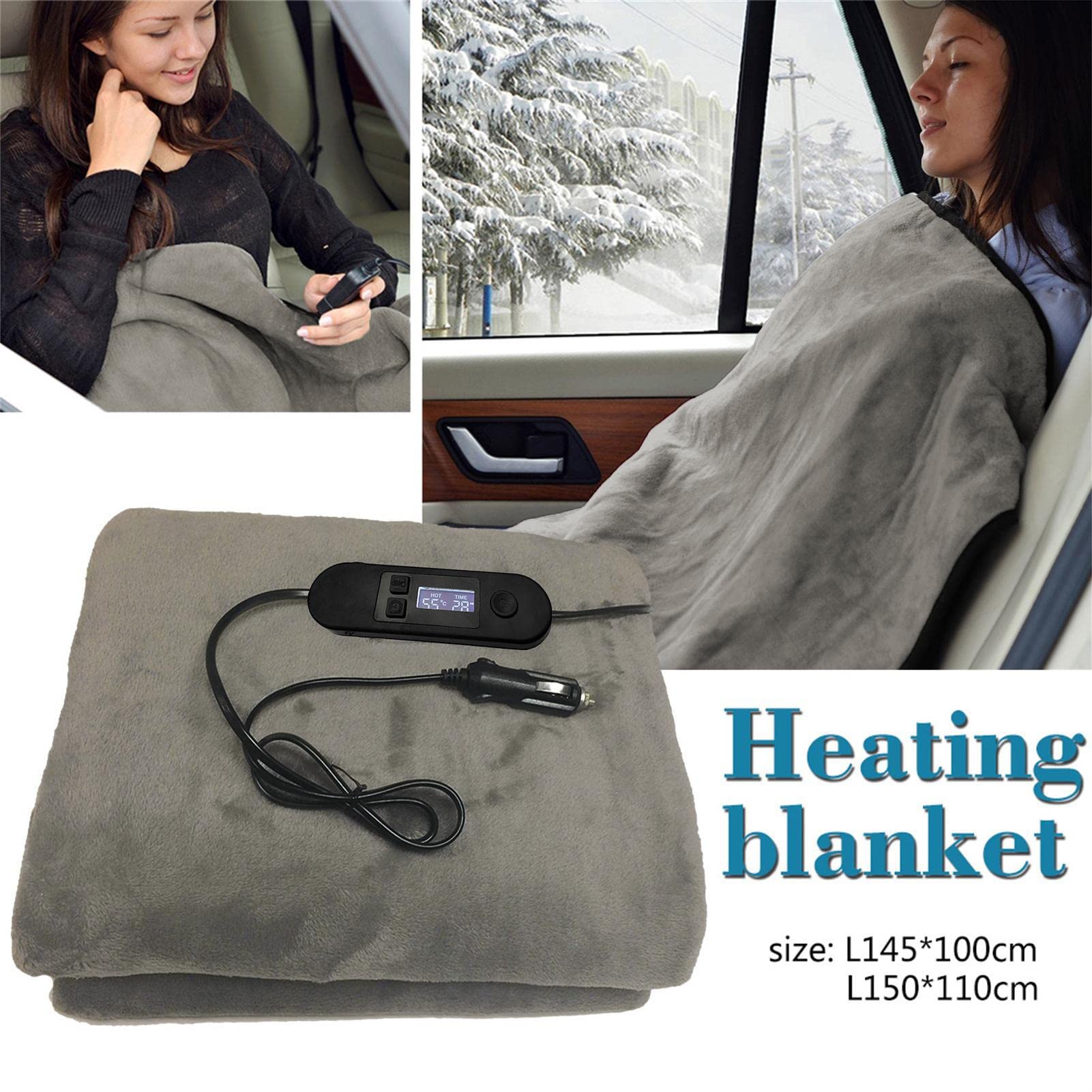 Couverture chauffante, 12 V, avec arrêt Automatique, 5 Niveaux de Chauffage, minuterie d'arrêt Automatique, Protection Contre la surchauffe, 100 x 70 cm, Couverture chauffante électrique, en Flanelle